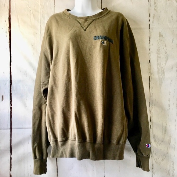 olive green champion long sleeve shirt